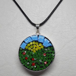 Silver pendant with smalti and filati tiles