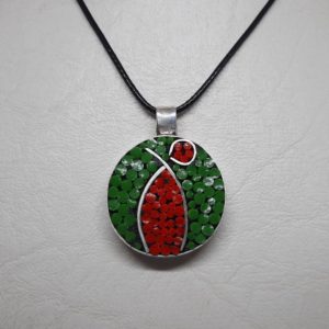 Silver pendant with smalti mosaic filato