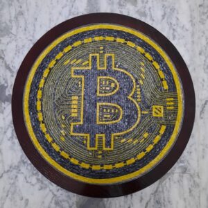 Bitcoin in mosaic artwork